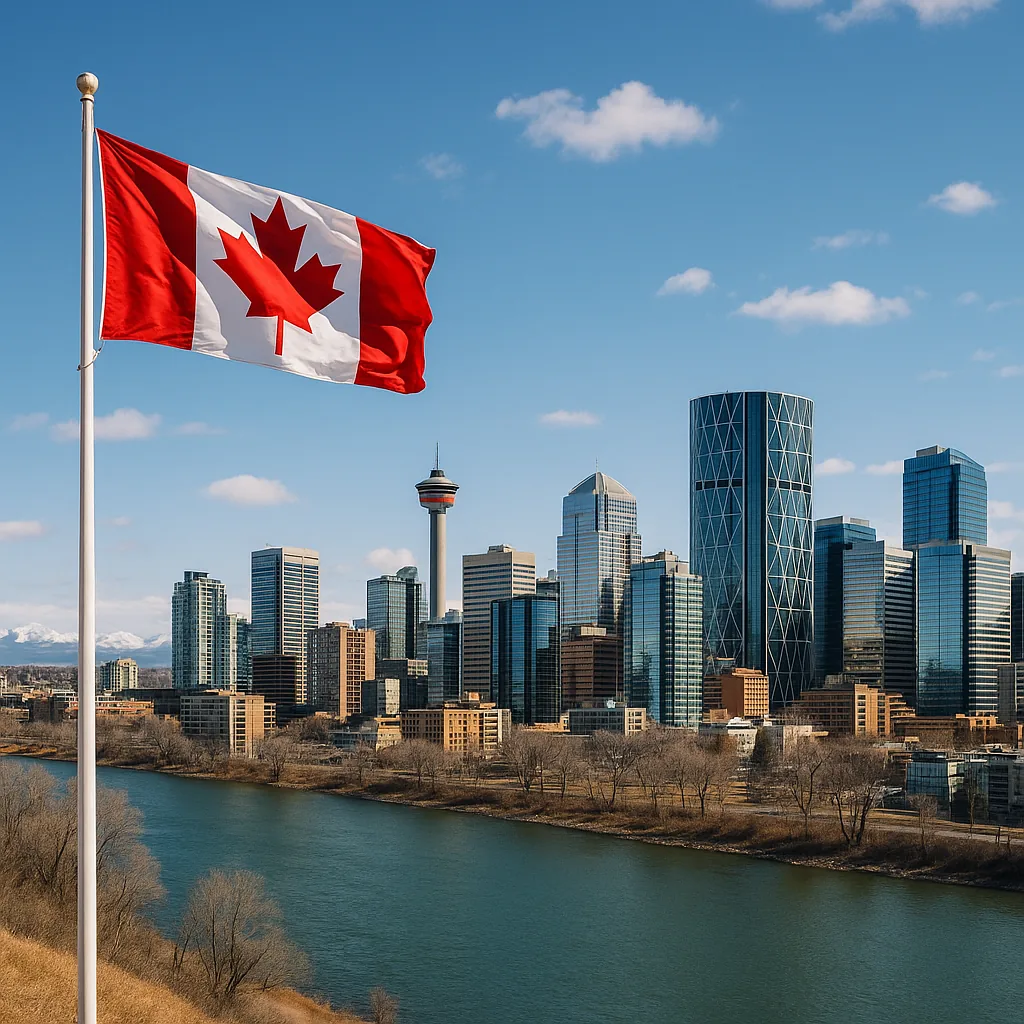 Alberta — Calgary skyline, Canadian flag