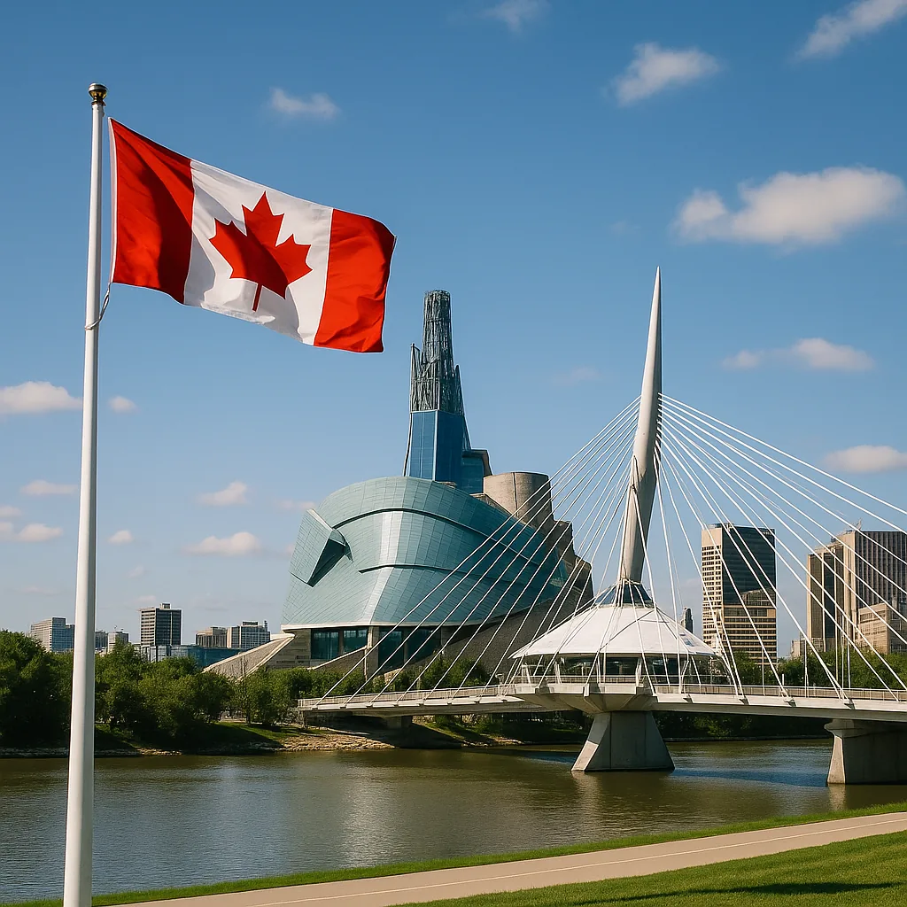Manitoba — Winnipeg skyline, Canadian flag