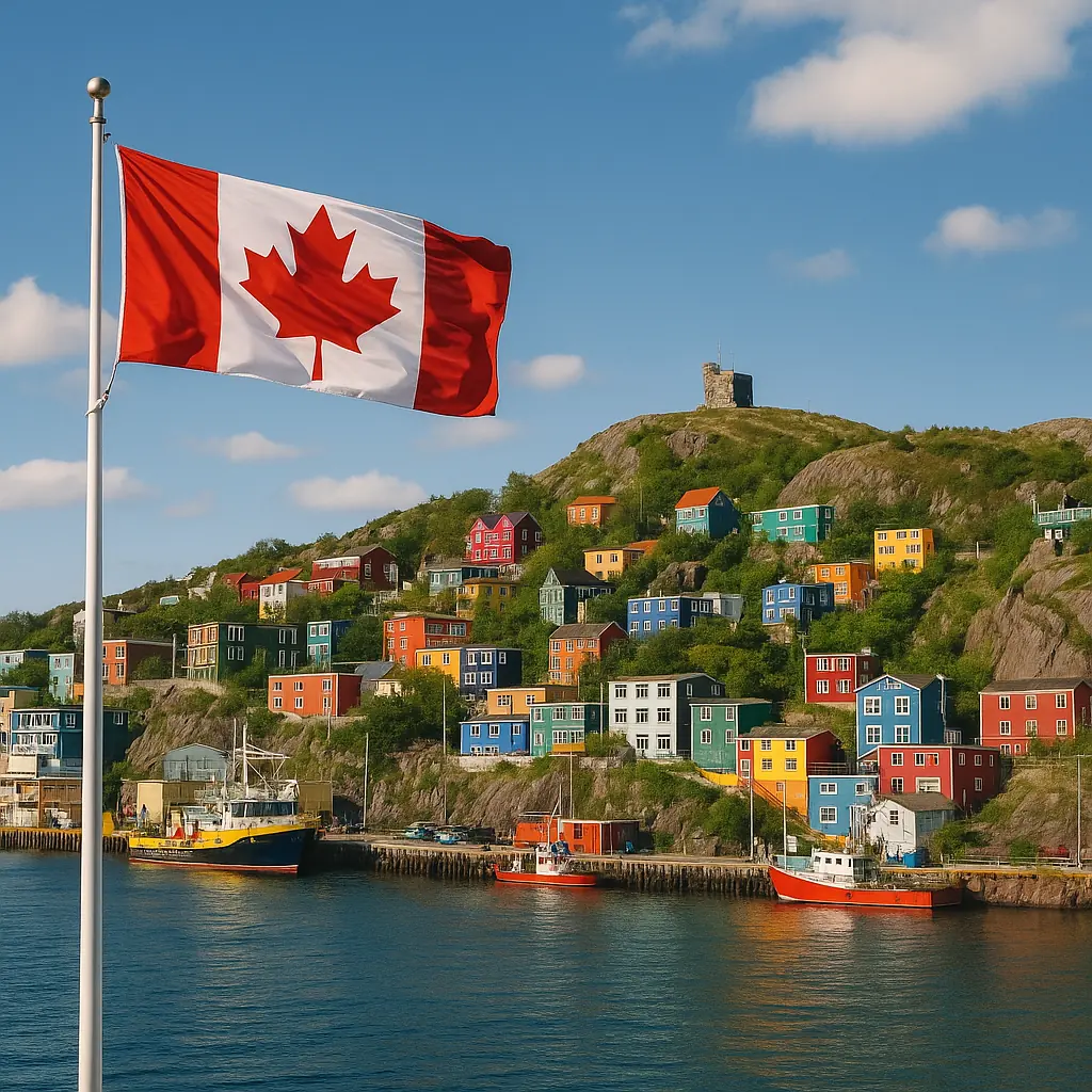 Newfoundland and Labrador — St. John's harbour, Canadian flag