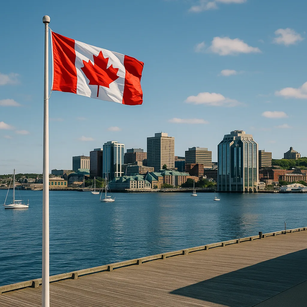 Nova Scotia — Halifax waterfront, Canadian flag